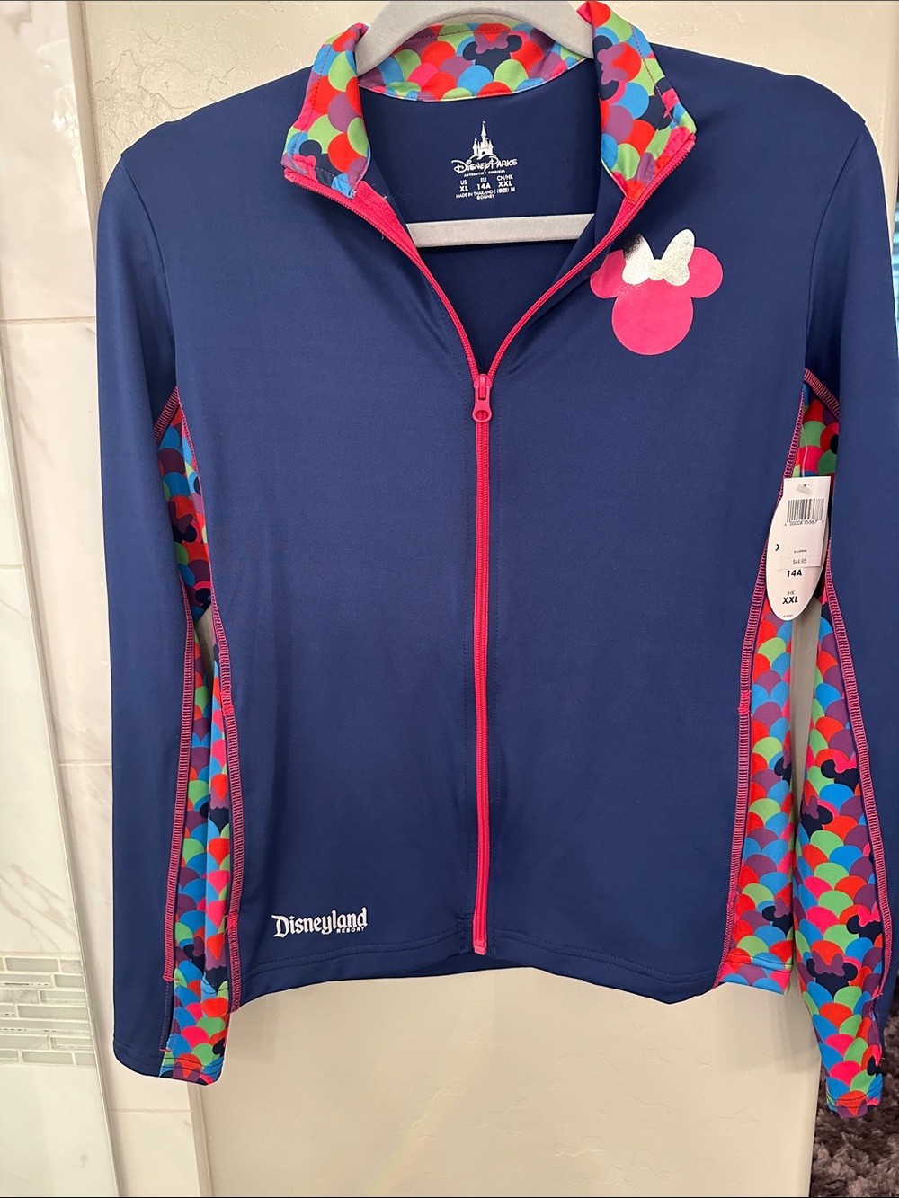 Disney Navy Minnie Zip Jacket with Pink Trim and Multicolor Accents